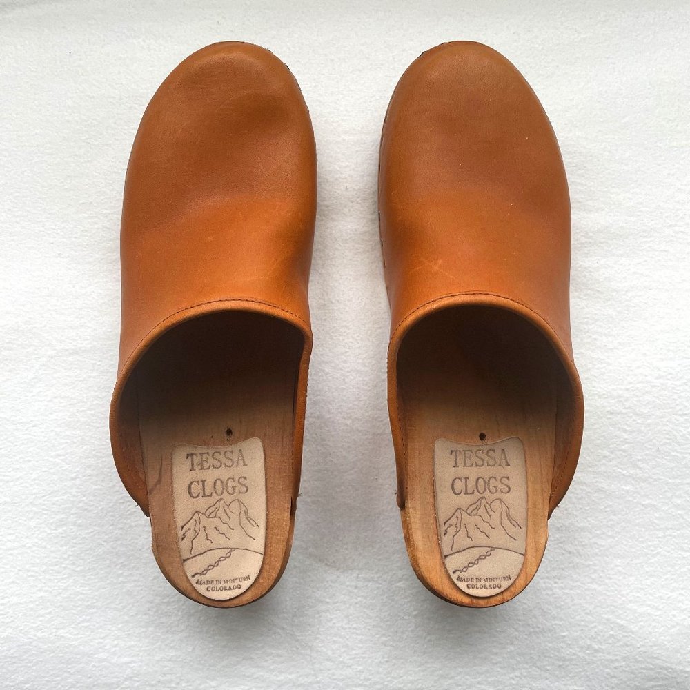 EUC Tessa Clogs, Golden Tan Low Heel Size 44